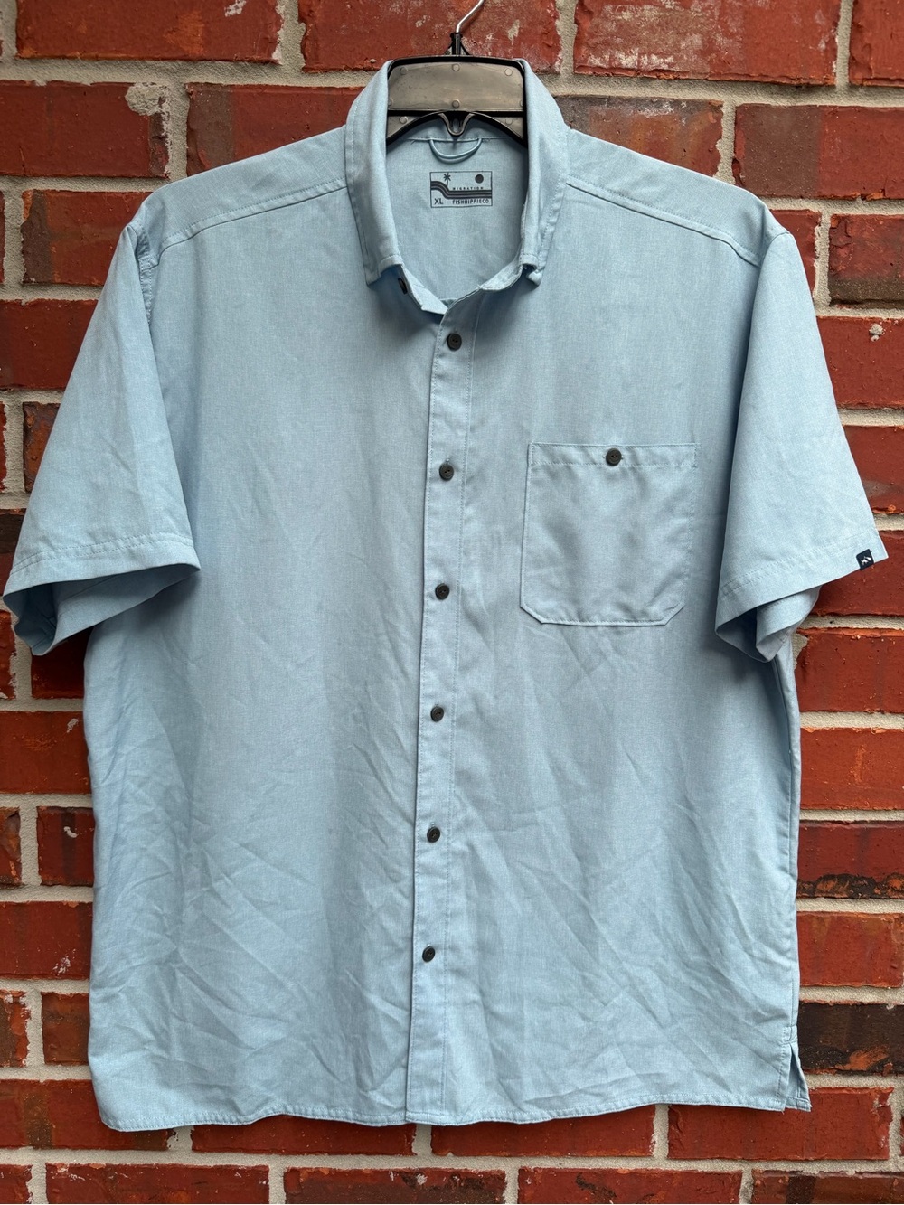 Fish Hippie Flatwater Light Blue Short-Sleeve Button-Up Vented Fishing Shirt F8